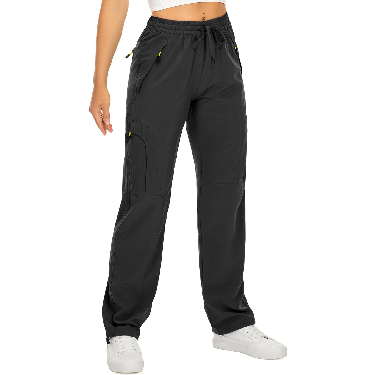 Toomett black women's quick-dry hiking pants with zipper cargo pockets