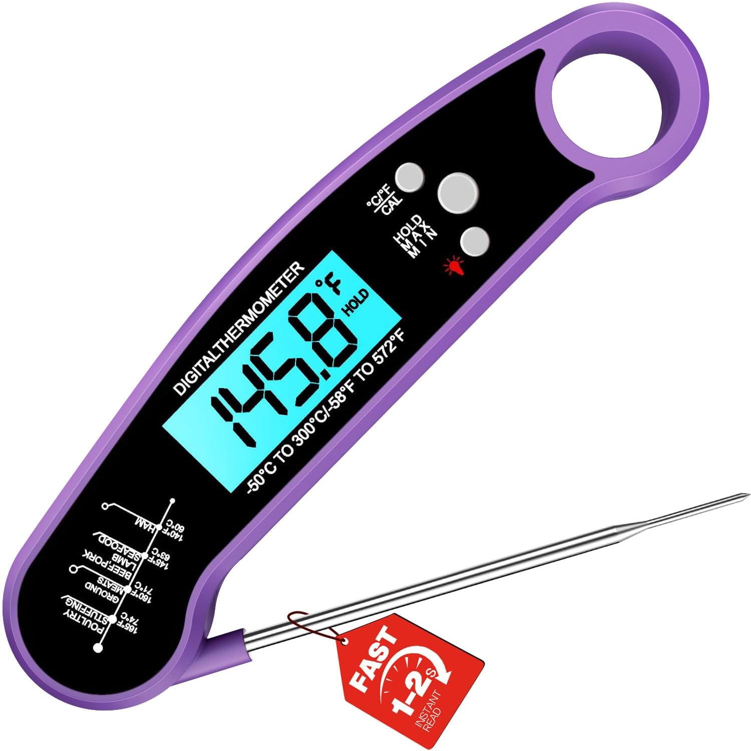 Digital Meat Thermometer, Instant Read Food Thermometer for Cooking, Purple