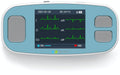 EMAY 6L portable ECG monitor device displaying ECG waveform, attached electrode leads