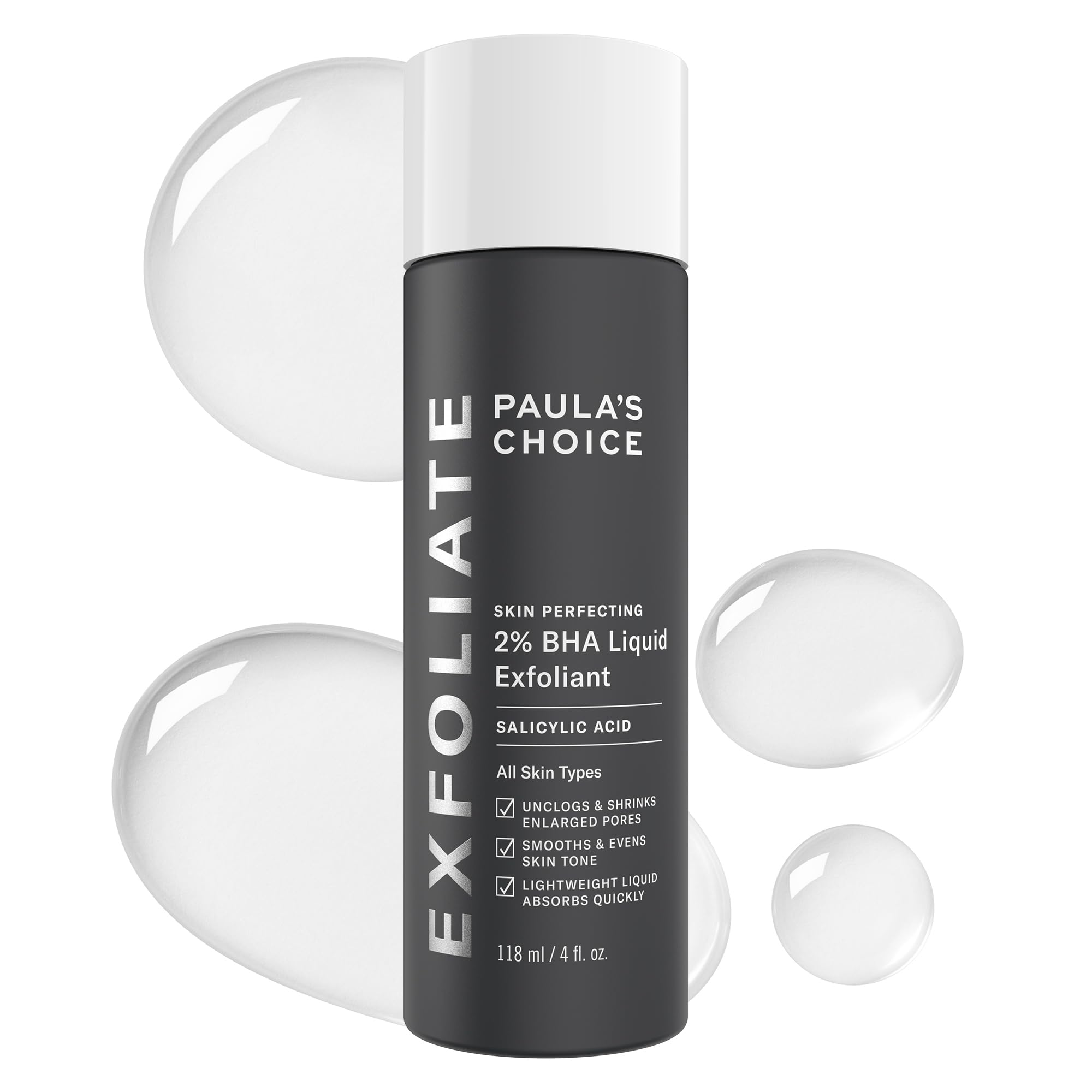 Paula's Choice Skin Perfecting 2% BHA Liquid Exfoliant 4 fl oz bottle on white background
