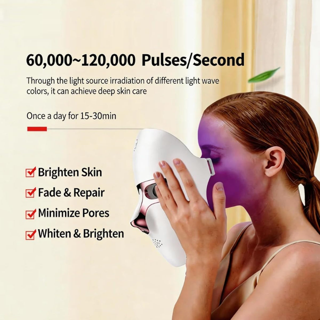 LED Light Therapy Mask for Face, 7 in 1 Wireless Red Light Skincare Face Mask with Near-Infrared Red Light (NIR), Rechargeable Treatment Device for Wrinkles Homeuse, LED Skin Care Facial image 8