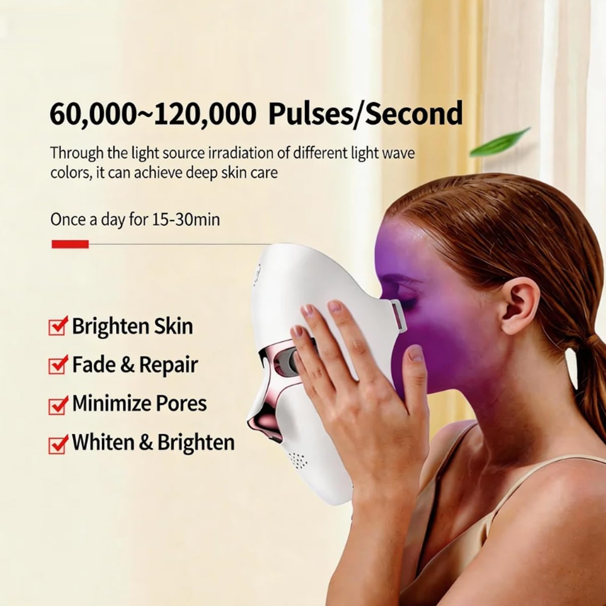 LED Light Therapy Mask for Face, 7 in 1 Wireless Red Light Skincare Face Mask with Near-Infrared Red Light (NIR), Rechargeable Treatment Device for Wrinkles Homeuse, LED Skin Care Facial image 8