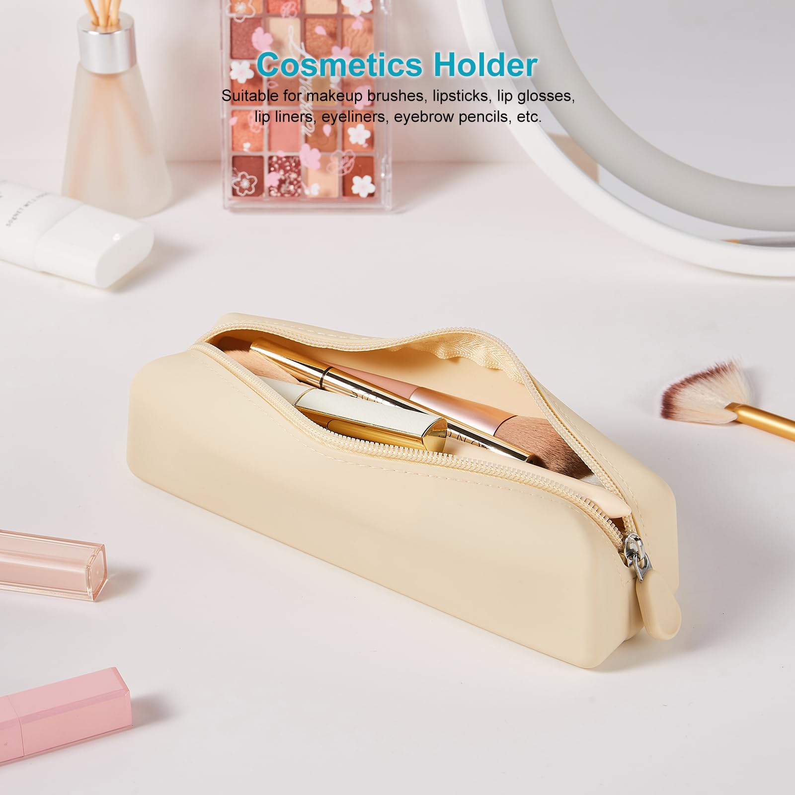 Lolocor Silicone Pencil Case, Pencil Pouch, Pencil Case Small, Pencil Pouch Aesthetic, Silicone Pencil Pouch, Pencil Case Aesthetic, Pencil Bag, Pencil Pouch for Women, Makeup Pouch image 6