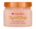 18 oz jar of Tree Hut Tropical Mango body scrub with mango-themed label