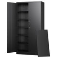 Black Letaya tall metal storage cabinet with lock and five adjustable shelves