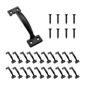 Black metal 6-1/2 inch gate pull door handle with mounting screws