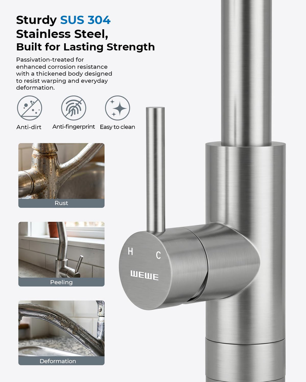 Kitchen Faucet with Glass Rinser, Pull Down Sparyer, 3 Water Modes image 3