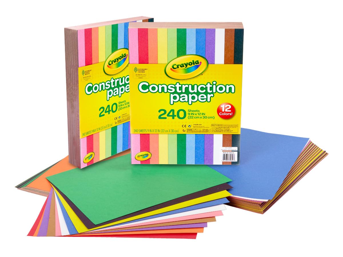Stack of Crayola 9x12 construction paper in 10 assorted colors