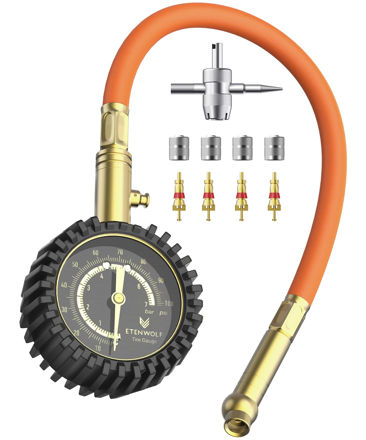 ETENWOLF Tire Pressure Gauge 0-100 PSI, ANSI B40.1 Grade A Certified