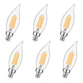 E12 Candelabra LED Light Bulbs Dimmable, 60W Equivalent LED Chandelier Light Bulbs 4.5W Soft White 2700K 500LM CA10 Flame Tip Vintage LED Filament Candle Bulb with Decorative Candelabra Base, 6 Packs