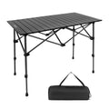 Black Byliable folding aluminum camping table, adjustable legs