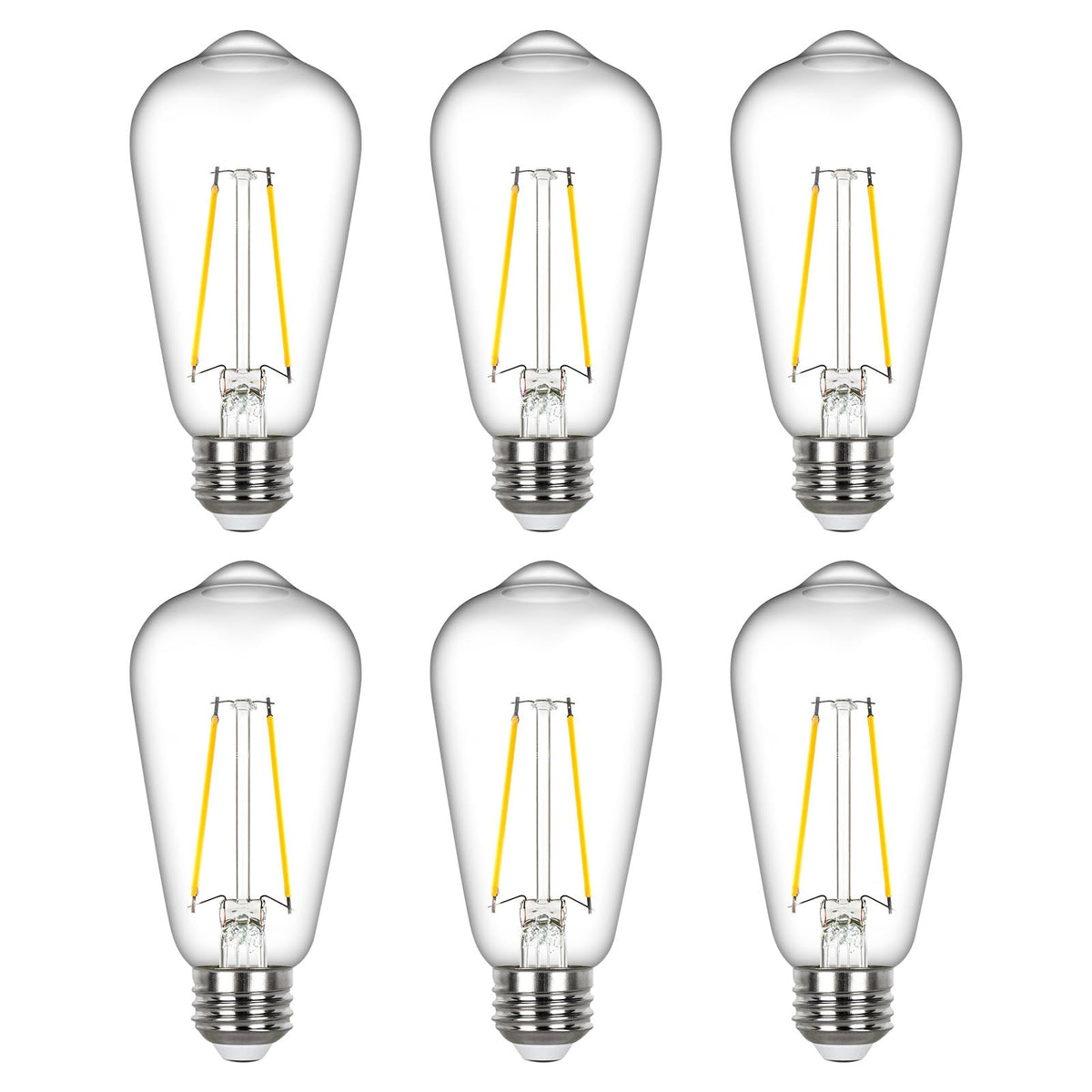 Sigalux Edison Light Bulbs 60 watt Equivalent, E26 LED Bulb Dimmable, Soft White 2700K, Clear Glass ST58 Vintage Light Bulb, 80+ CRI, 700LM, E26 Base, 6 Pack