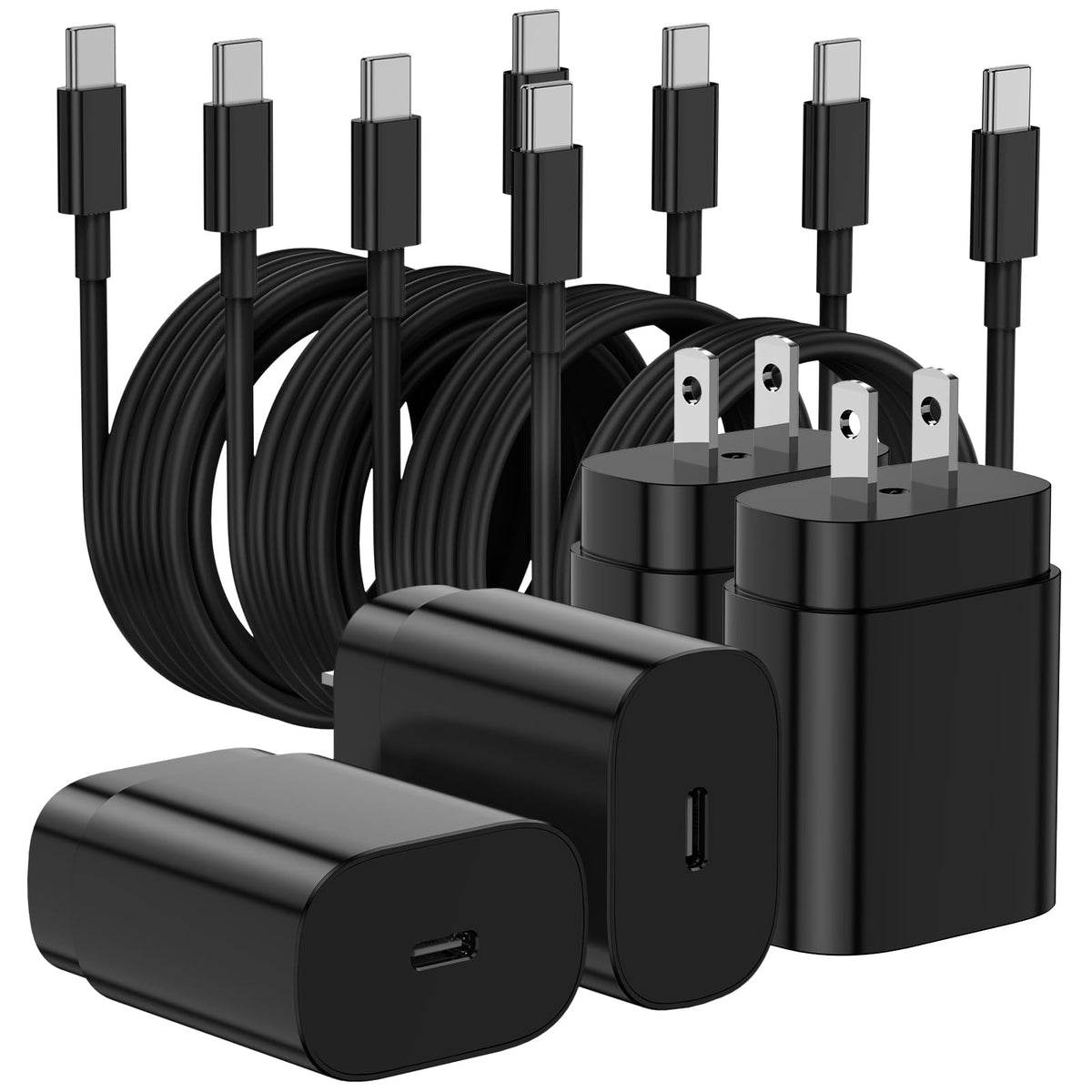 Four Essri 25W USB-C fast charger blocks shown