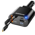 SUPERONE retractable 4-in-1 car charger retractable cable multi-connector head