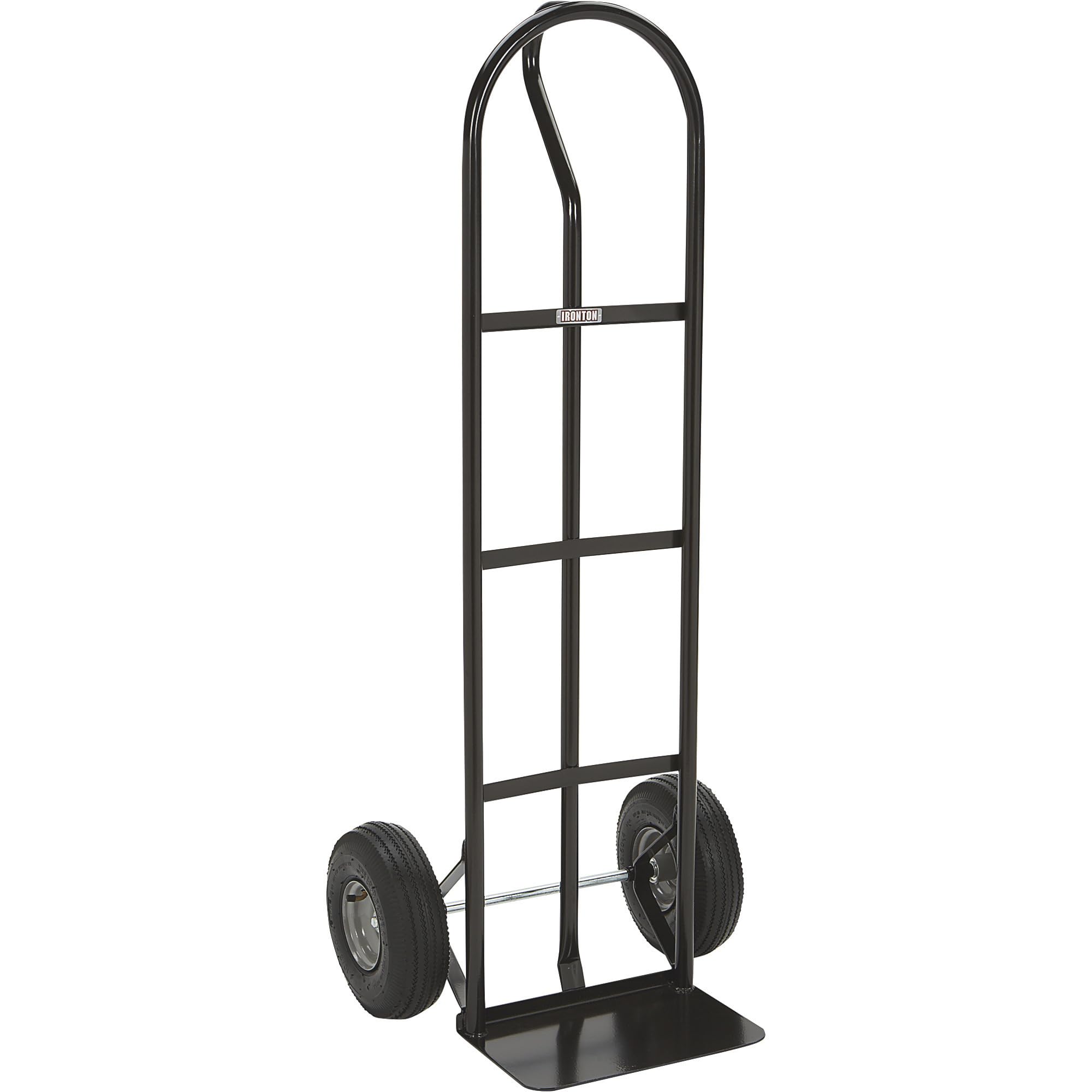 Ironton steel hand truck with 10-inch pneumatic tires and 600 lb capacity
