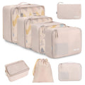 Cream BAGAIL 8-piece packing cubes laid out for luggage organization
