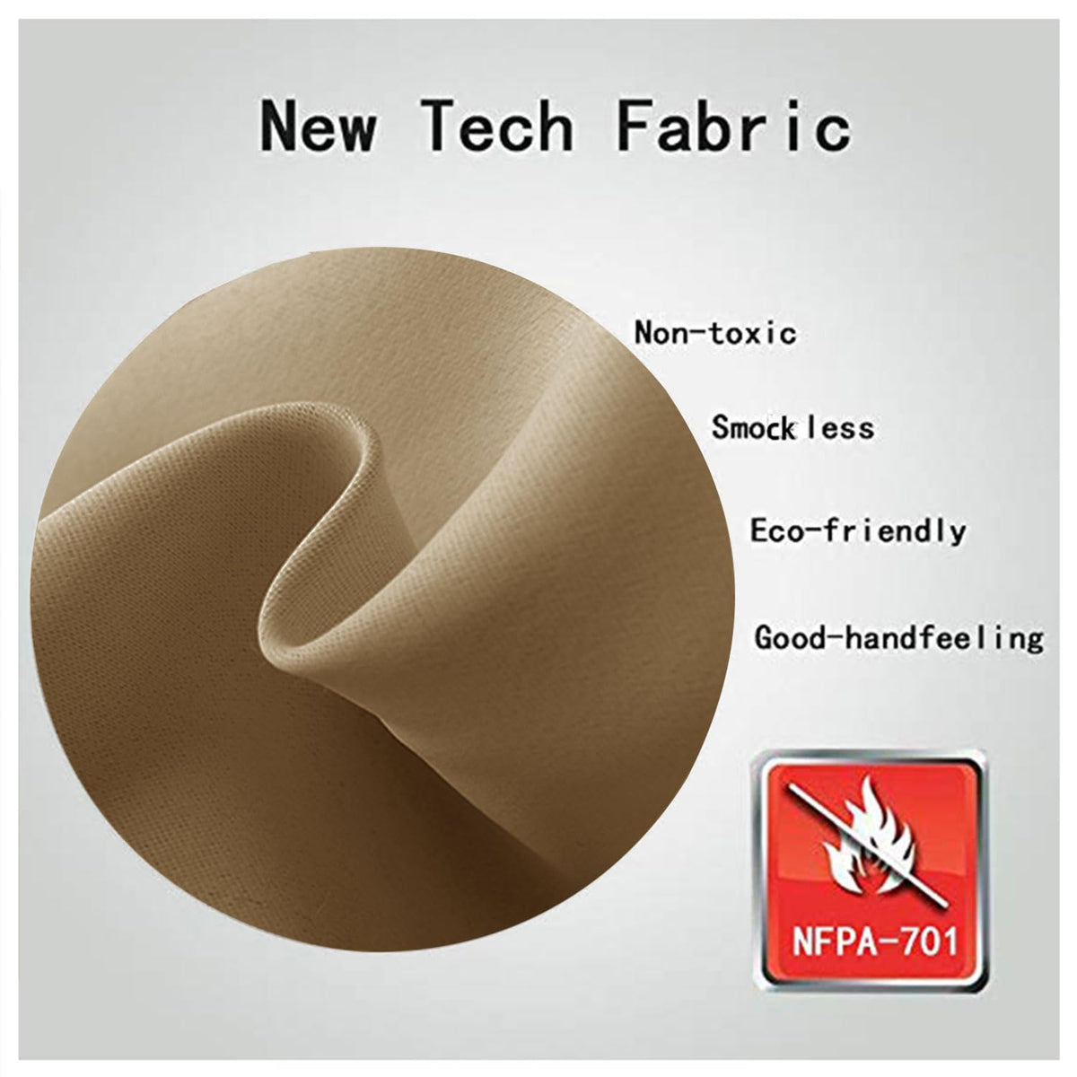Averra Flame Retardant Curtains，Pinch Pleat-Double，gray-coffee brown (1 set = 2 pieces) image 4