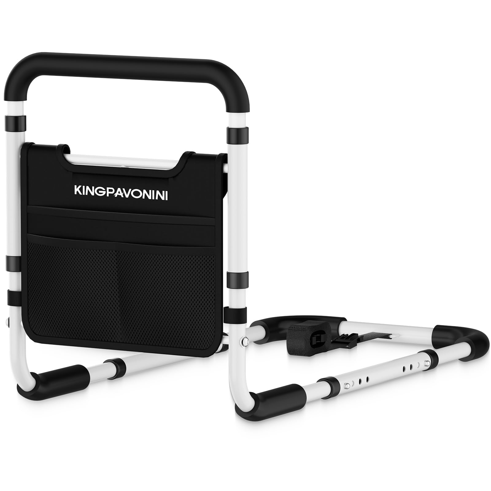 KingPavonini metal bed rail attached to mattress supporting elderly users, 380 lb capacity