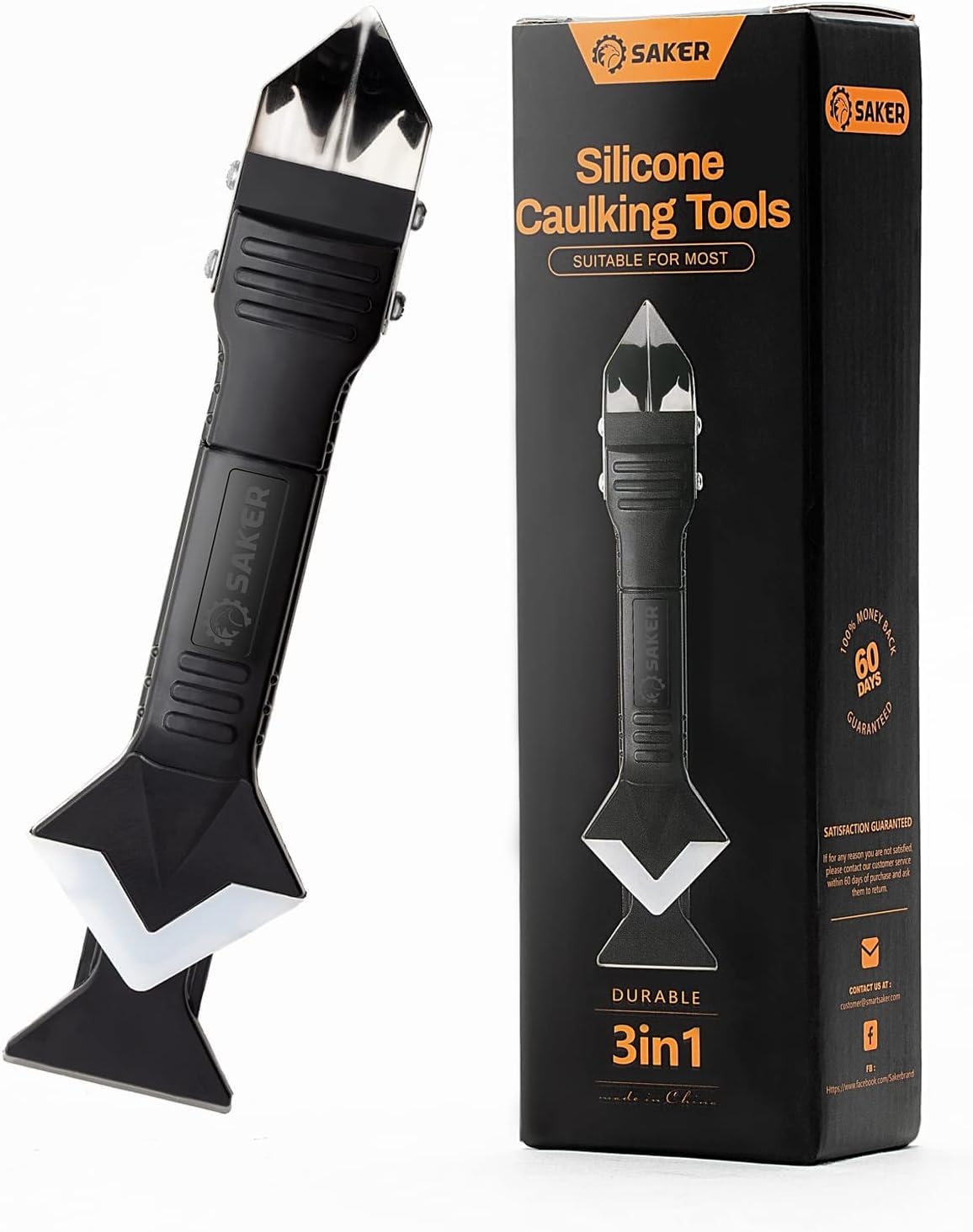 Black Saker 3-in-1 silicone caulking and grout removal tool