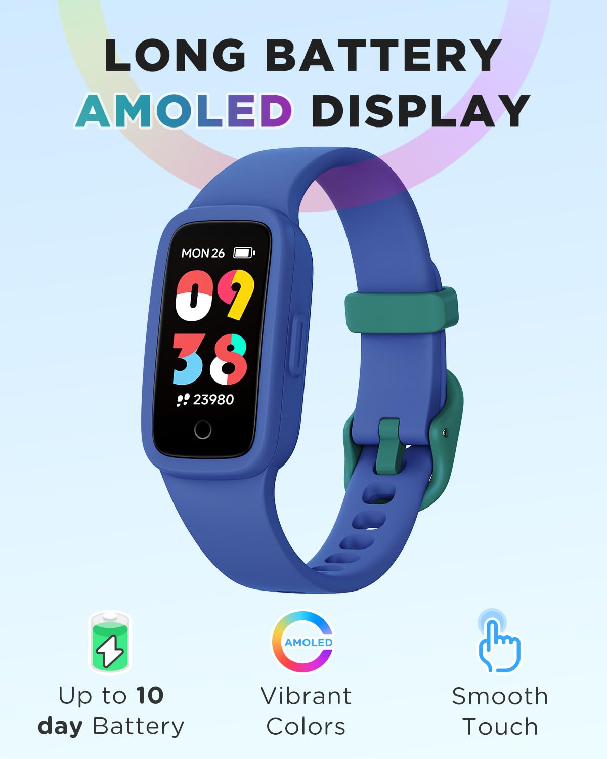 Vigor 3 Kids Fitness Tracker Watch, AMOLED Screen for Boys Girls Ages 5-15 image 2