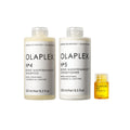 Olaplex Wash & Shine Hair Kit showing shampoo bottle, conditioner bottle, bonding oil bottle