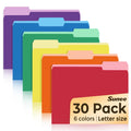 SUNEE manila file folders 8.5 x 11 in six assorted colors fanned on a desk