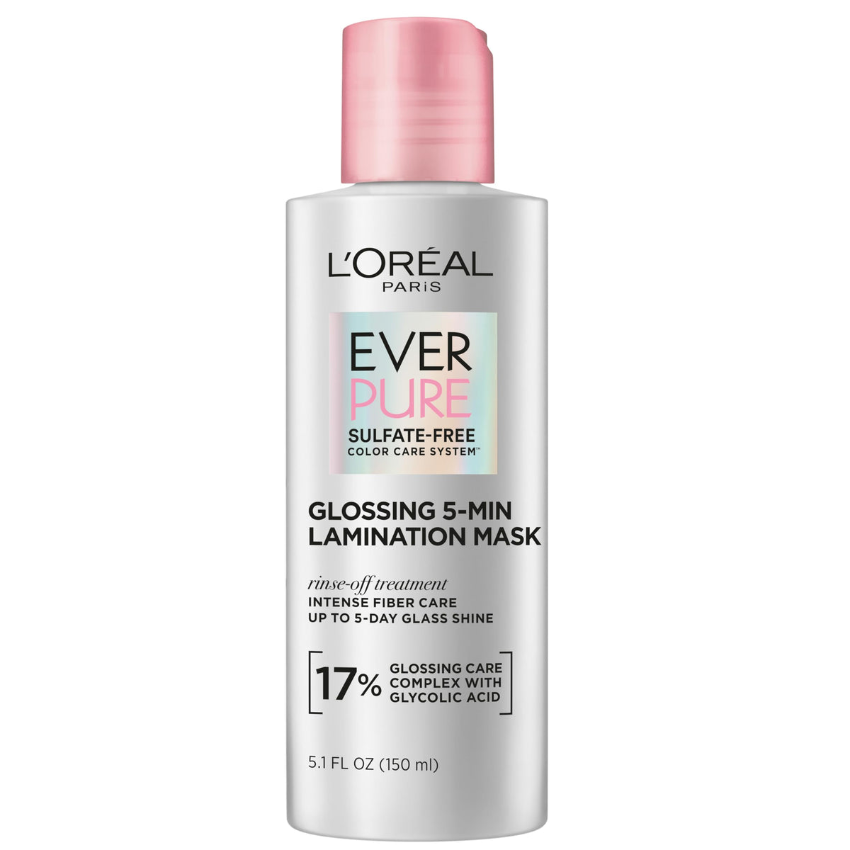 Jar of L'Oreal Paris sulfate-free glossing lamination hair mask 5.1 fl oz