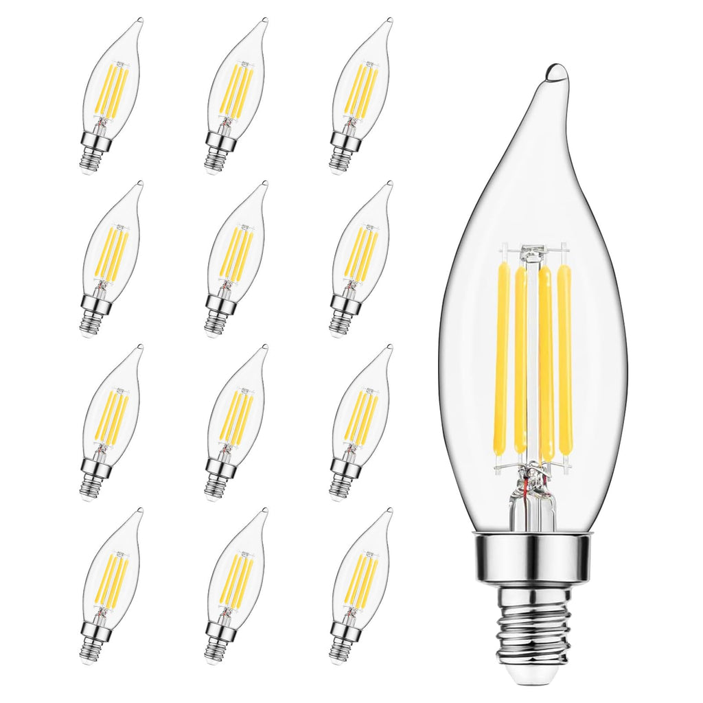 Sigalux Dimmable E12 LED Candelabra Bulb 60 Watt Equivalent, Chandelier Light Bulbs 5000K Daylight, CA10 Candle Bulbs for Chandelier, 5W, 450LM,12 Pack