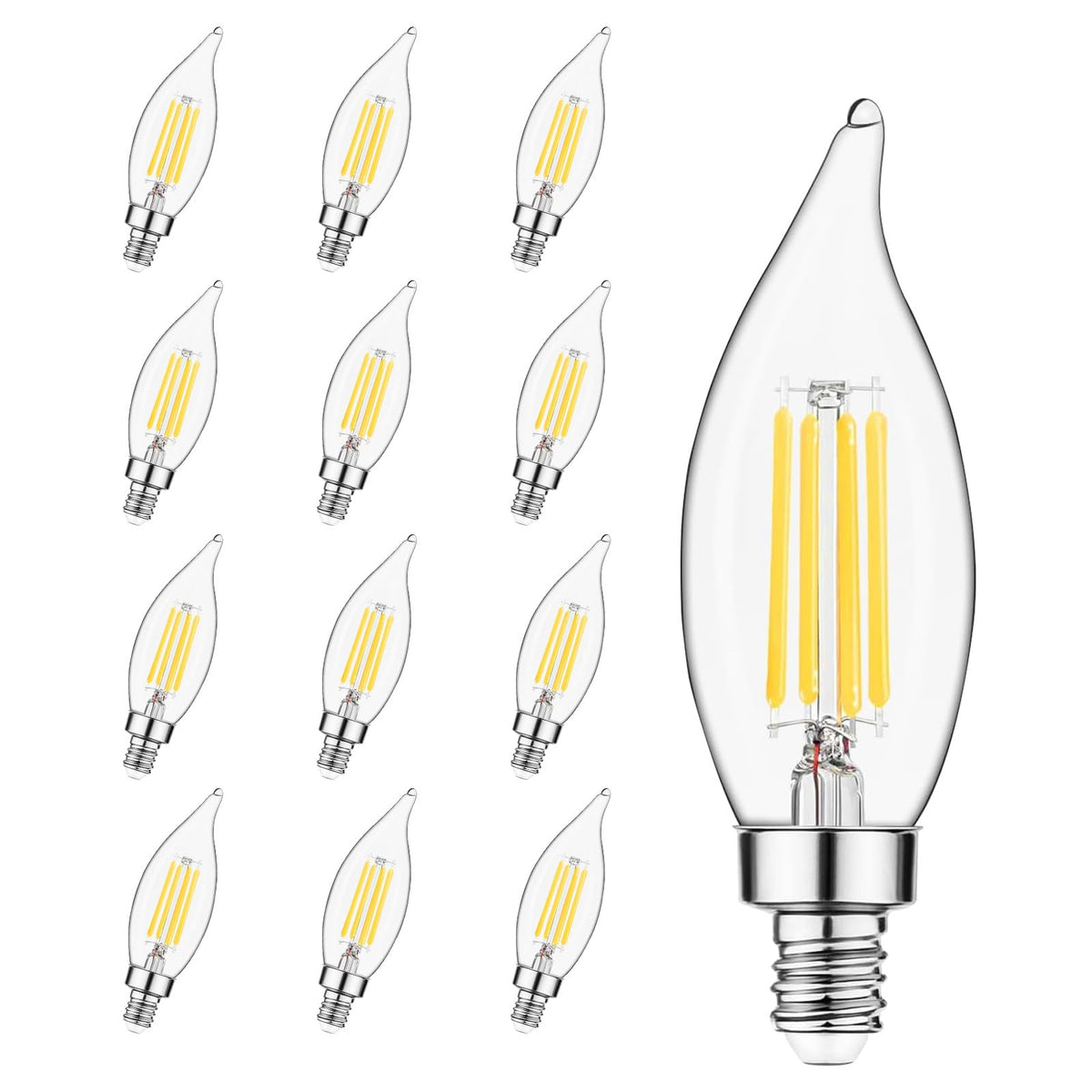 Sigalux Dimmable E12 LED Candelabra Bulb 60 Watt Equivalent, Chandelier Light Bulbs 5000K Daylight, CA10 Candle Bulbs for Chandelier, 5W, 450LM,12 Pack
