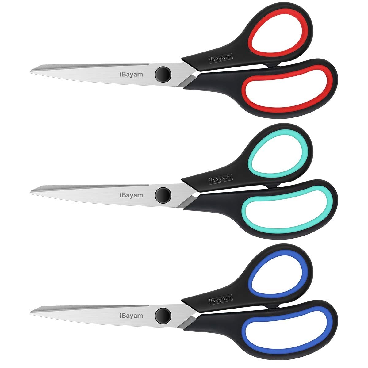 iBayam 8.5 inch heavy duty scissors with black ergonomic handles
