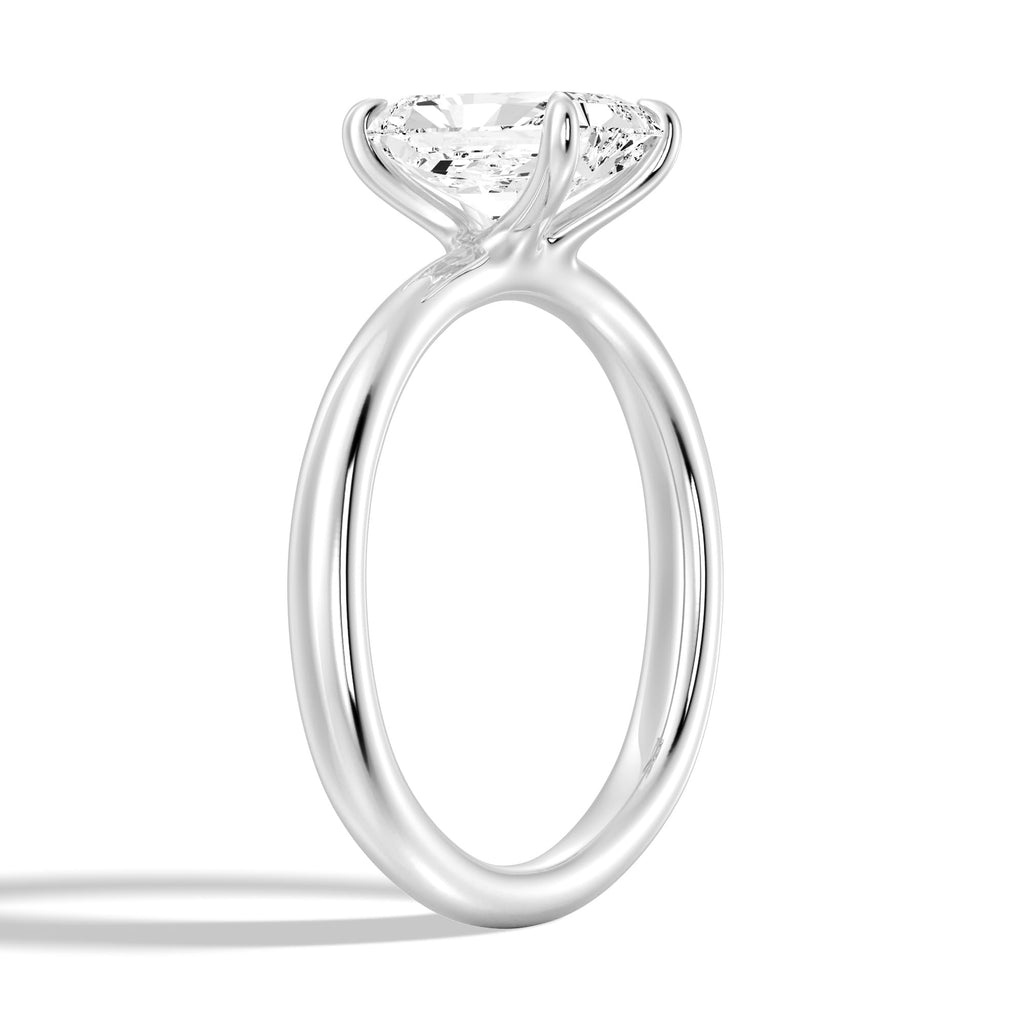 MSBLUE® Size 5.5 2ct Radiant Cut Moissanite Engagement Ring, Rhodium Plated image 3