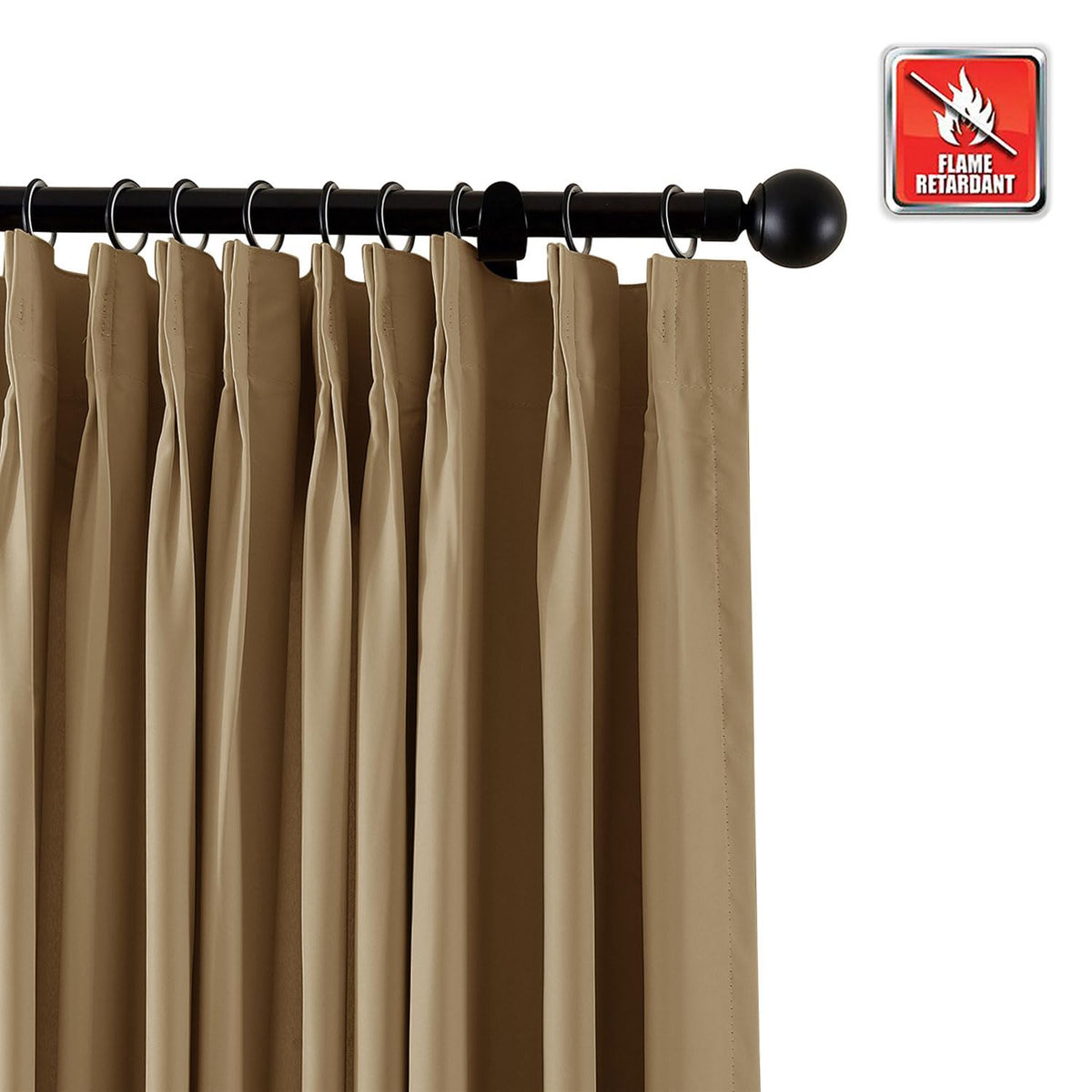 Averra Flame Retardant Curtains，Pinch Pleat-Double，gray-coffee brown (1 set = 2 pieces) image 2