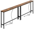 SUPERJARE 78.8in narrow behind-couch table featuring two charging stations, slim wooden tabletop