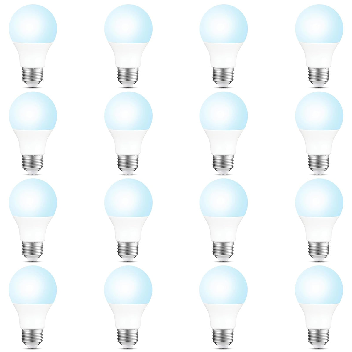 Sigalux A19 LED Light Bulbs, 60W Equivalent Daylight 5000K, 800 Lumens Non-Dimmable, Energy-Saving 9.5W E26 Medium Base Bulbs, Long-Lasting Home Lighting for Bedroom Living Room, 16 Pack