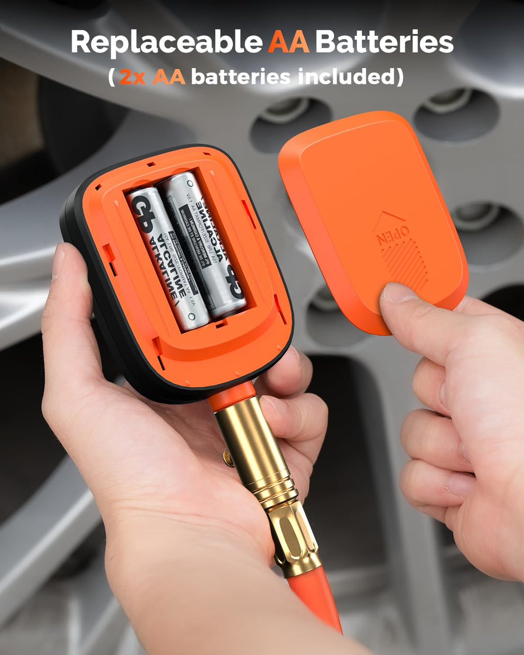 ETENWOLF T600 Digital Tire Pressure Gauge 250 PSI with Rubber Hose, Orange image 6