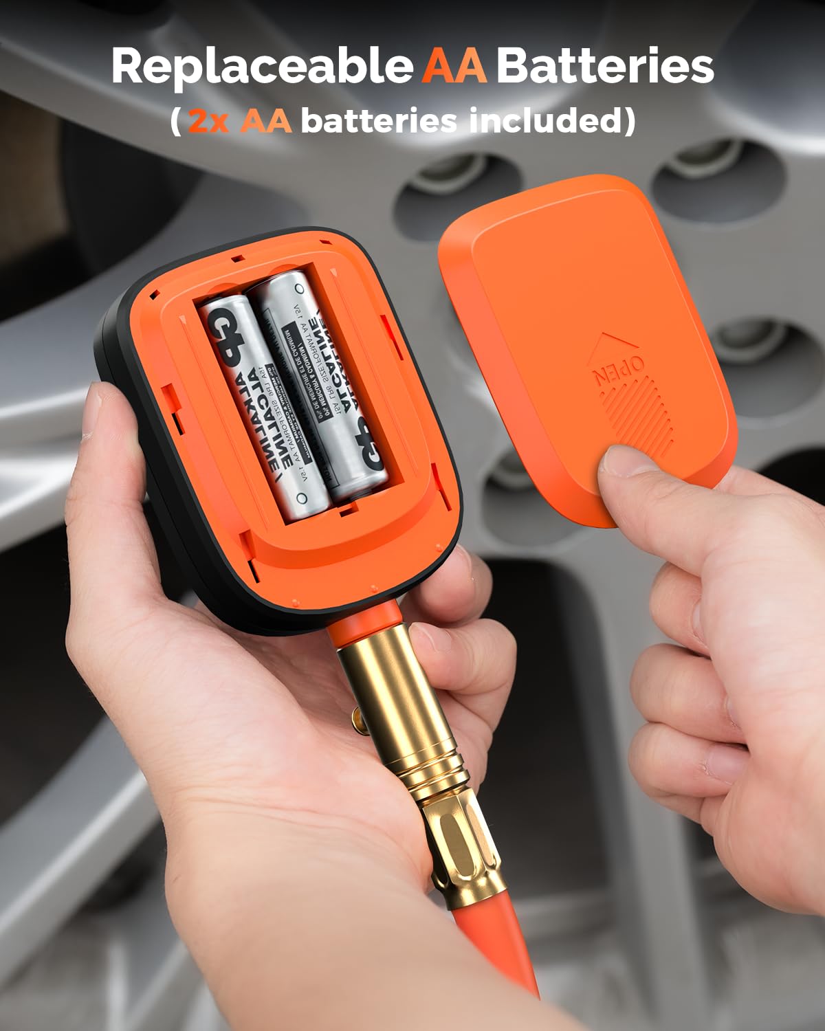 ETENWOLF T600 Digital Tire Pressure Gauge 250 PSI with Rubber Hose, Orange image 6