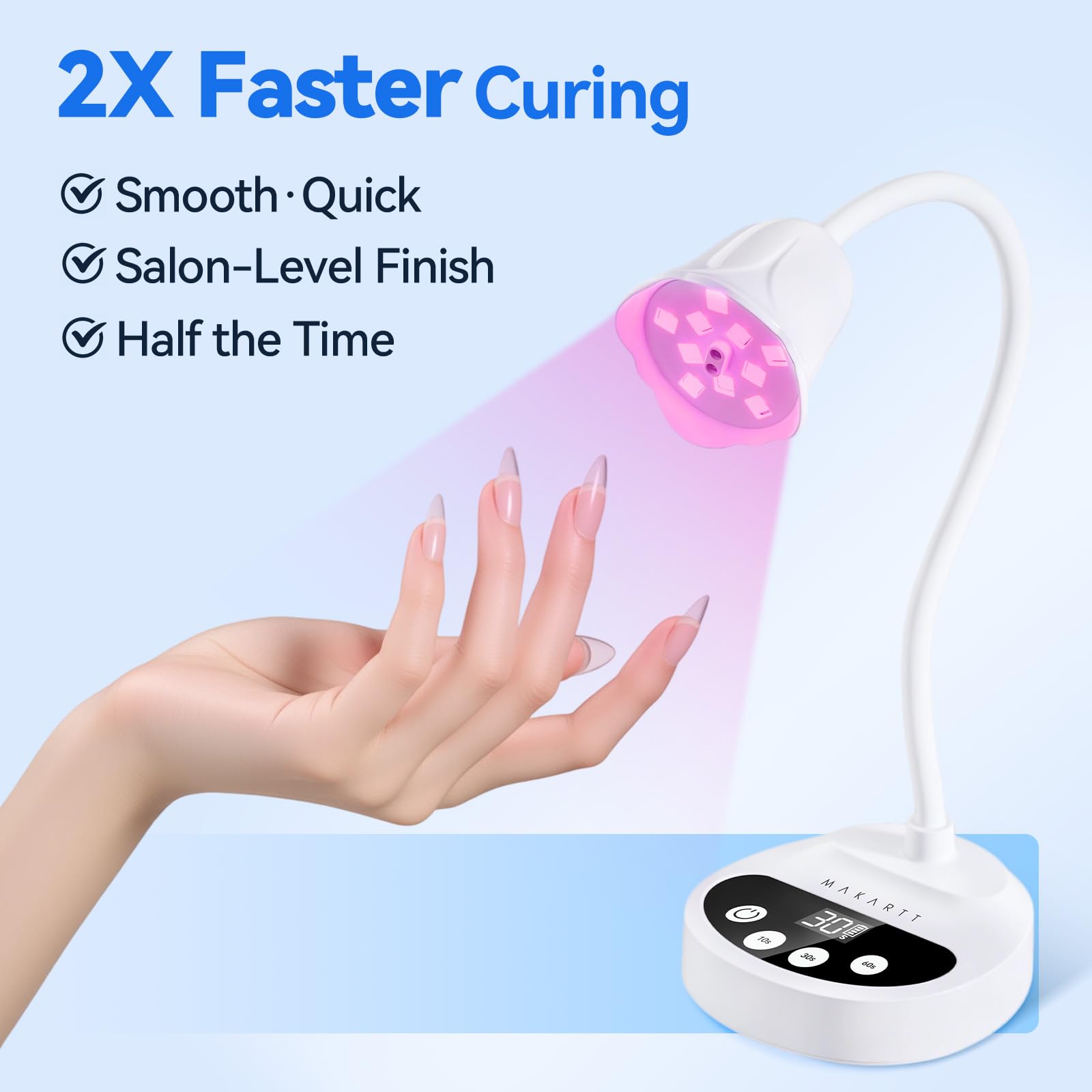 Makartt Flash Cure UV LED Nail Lamp for Gel-X Tips, Adjustable Gooseneck image 5
