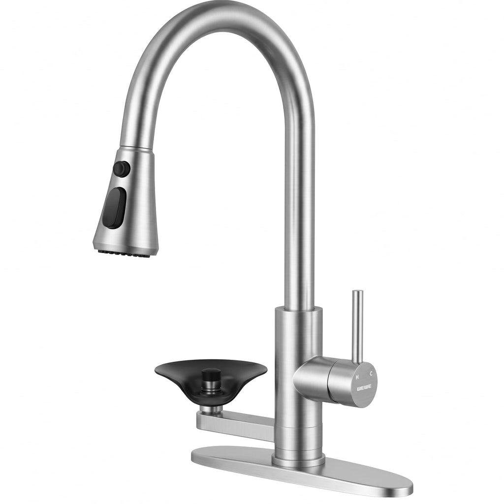 Kitchen Faucet with Glass Rinser, Pull Down Sparyer, 3 Water Modes