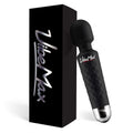 Black VibeMax rechargeable handheld massager on white background