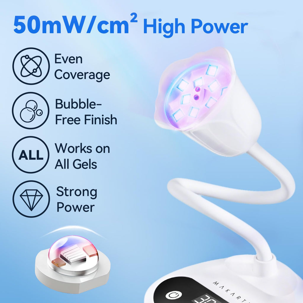Makartt Flash Cure UV LED Nail Lamp for Gel-X Tips, Adjustable Gooseneck image 4