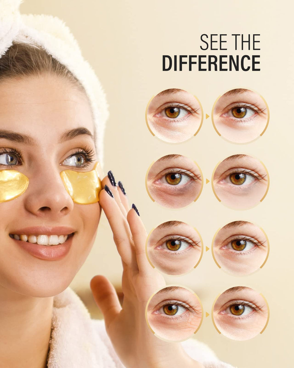 Maskiss 24k Gold Under Eye Patches (25 Pairs), eye mask, Collagen Skin Care Products, Eye Patches for Puffy Eyes, eye masks for dark circles and puffiness image 5