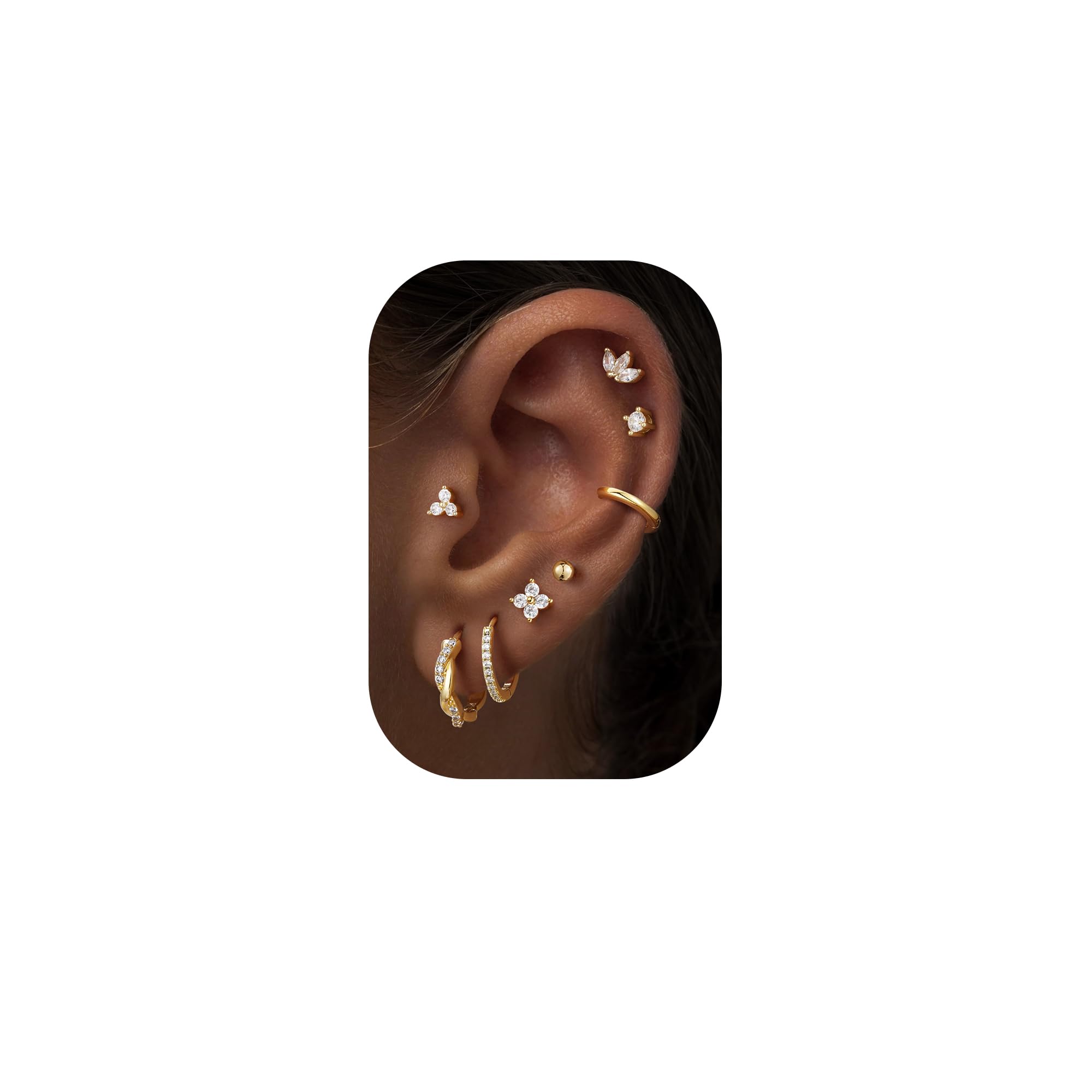 Turandoss 8 Pairs Hypoallergenic Gold Huggie Hoop Earrings for Women Girls