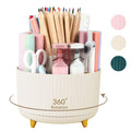 SKYDUE 360-degree rotating plastic pen organizer showing five slots on a desk