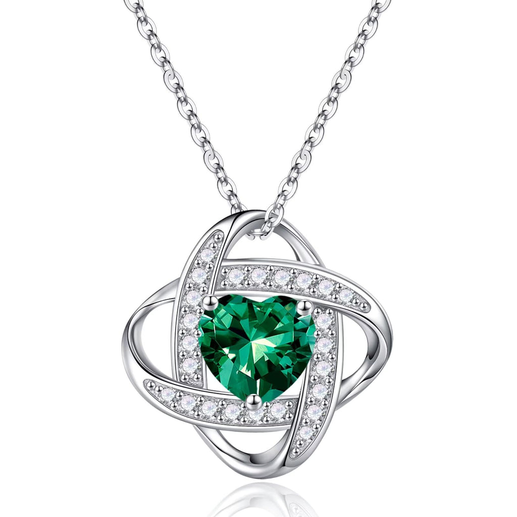 Iefil Simulated Emerald Necklace, Anniversary Birthday Gifts for Women
