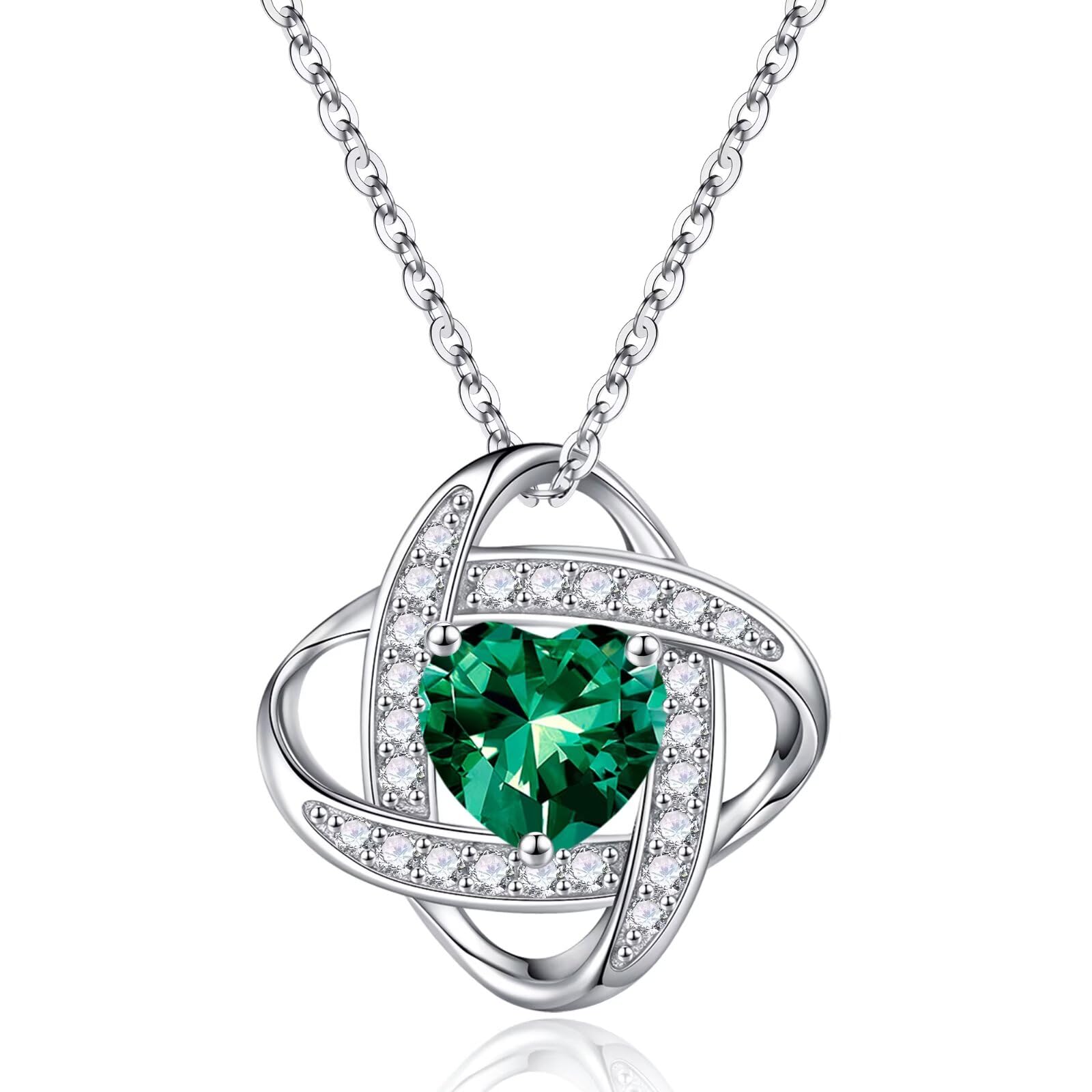 Iefil Simulated Emerald Necklace, Anniversary Birthday Gifts for Women