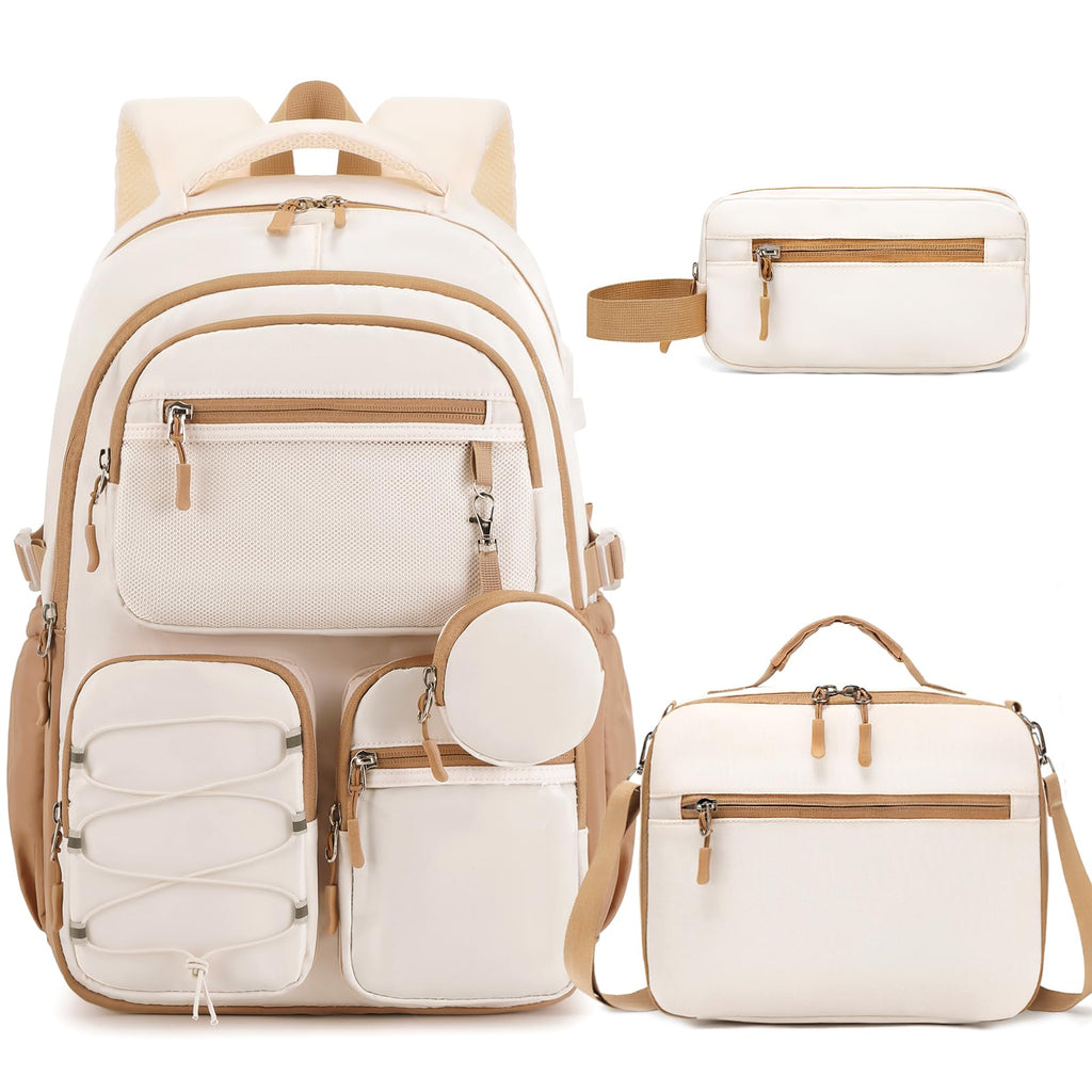 Similove Backpack for Teen Girls, 3PCS School Backpack for Girls