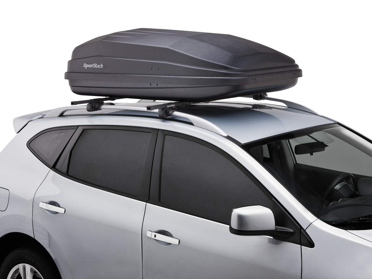 Black SportRack Vista XL rear-opening roof cargo box