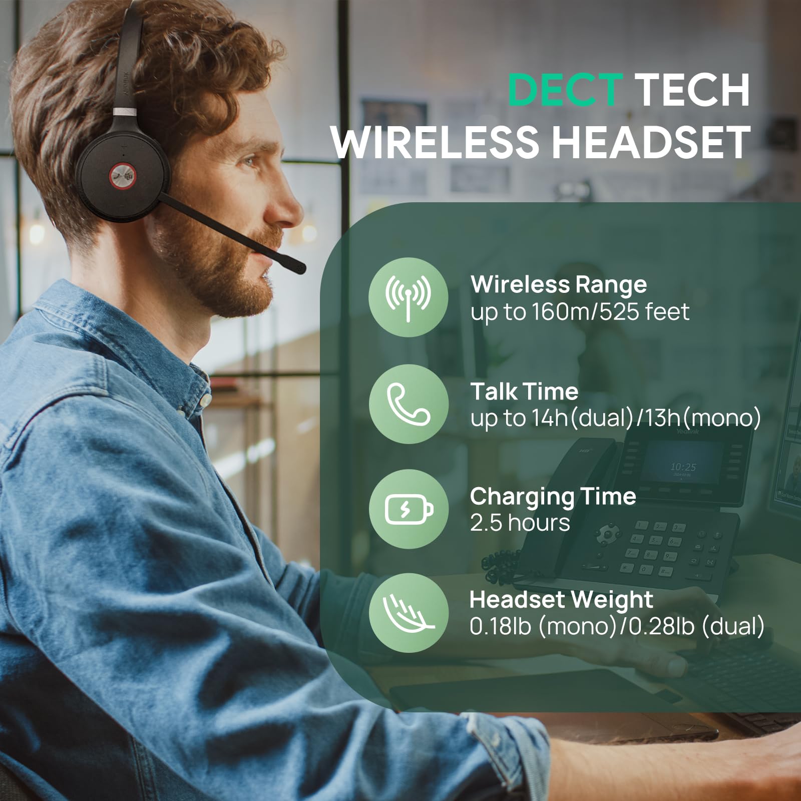 Yealink WH62 Mono Wireless DECT Headset for IP Phone & PC, Teams Certified image 3