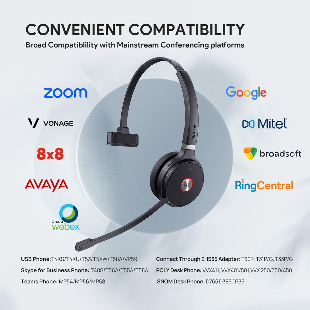 Yealink WH62 Mono Wireless DECT Headset for IP Phone & PC, Teams Certified image 8