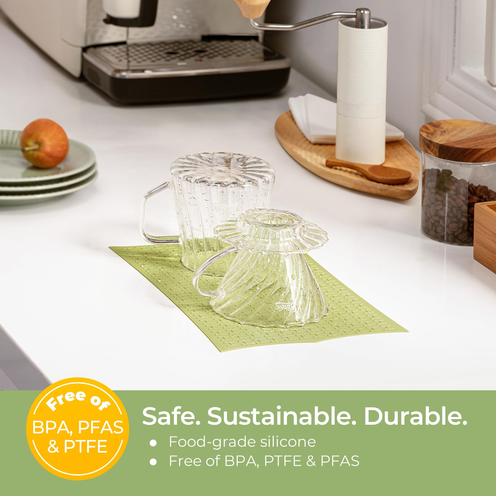 Keechee Silicone Non-Slip Mat for Cutting board, Preventing Cutting Injuries in the Kitchen Chopping Boards Feet for Kitchen Safe, Warm Gifts for Kitchen & Home Protector (Green) image 5